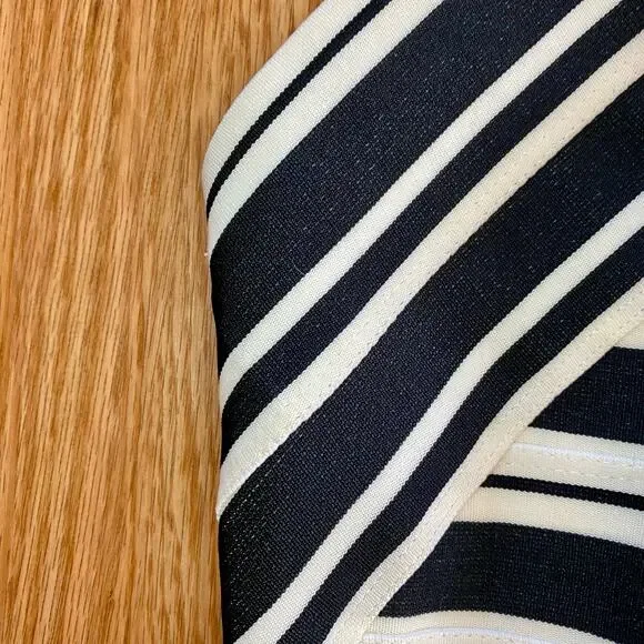 Anthropologie Maeve Black White Crosswise Stripe Fit & Flare Mini Dress Womens 6 - Picture 6 of 15